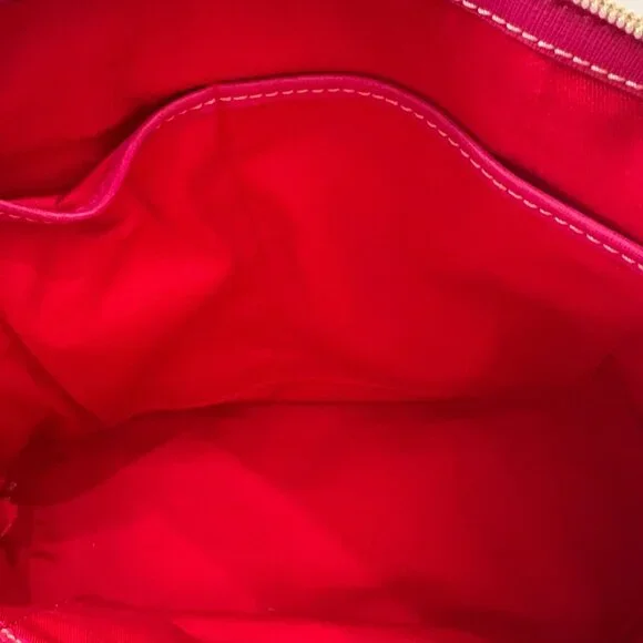 Dooney & Bourke Multicolor Logo Canvas Satchel With Pink Leather Trim & Dust Bag - Picture 13 of 16